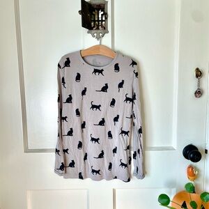 Kyte baby Gray Long Sleeve Cat Print Top